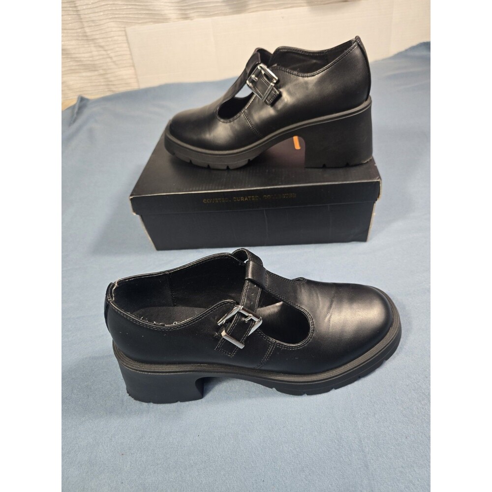 MIA Black Mary Jane Buckle Comfort Shoes Block Heel Arch Support Women's 9M - Picture 3 of 14